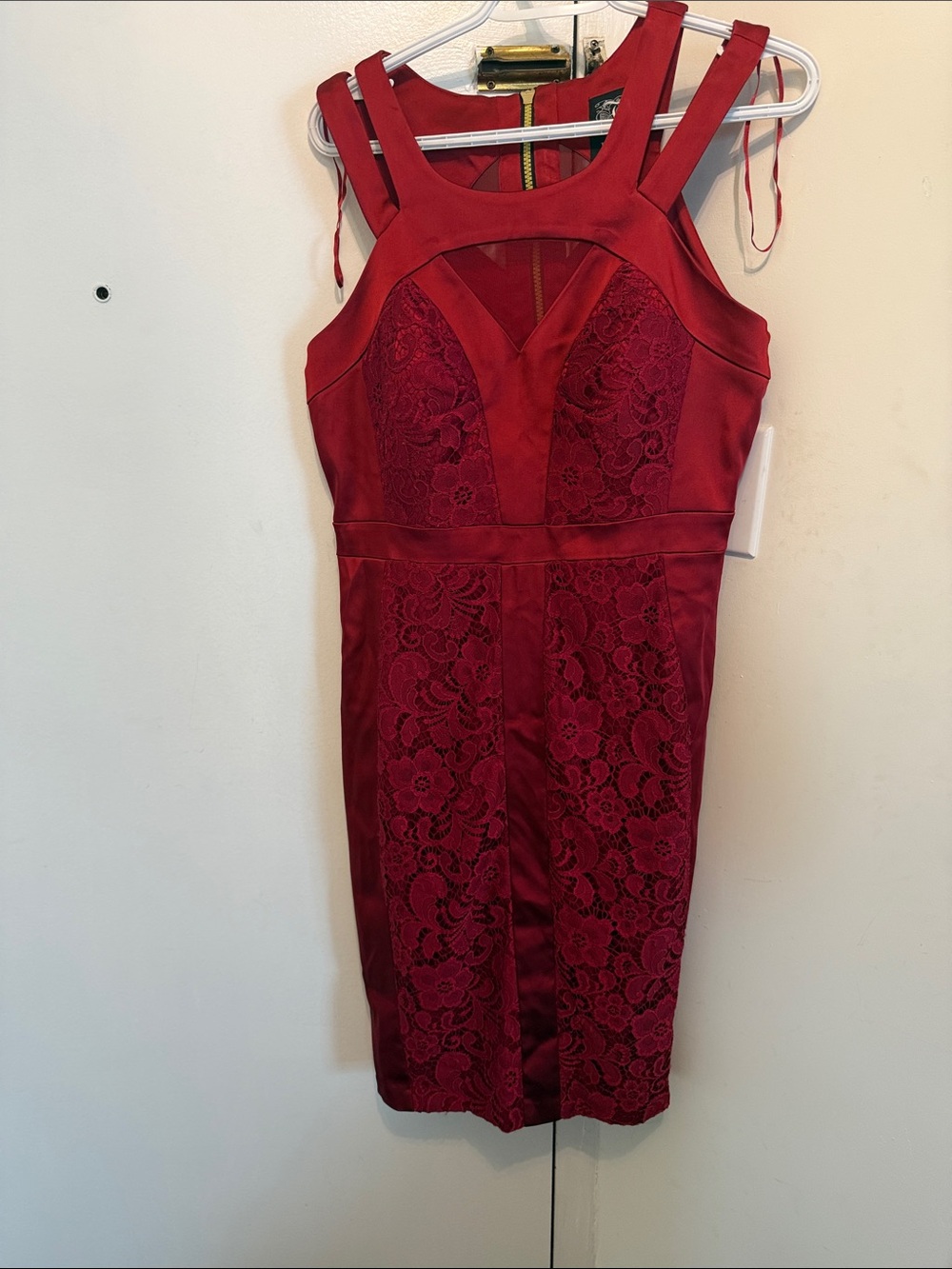 Jax Red Lace-Trim Bodycon Dress